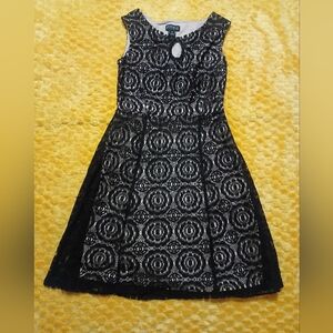 Enfocus Studio Black and White A-Line Cocktail Dress